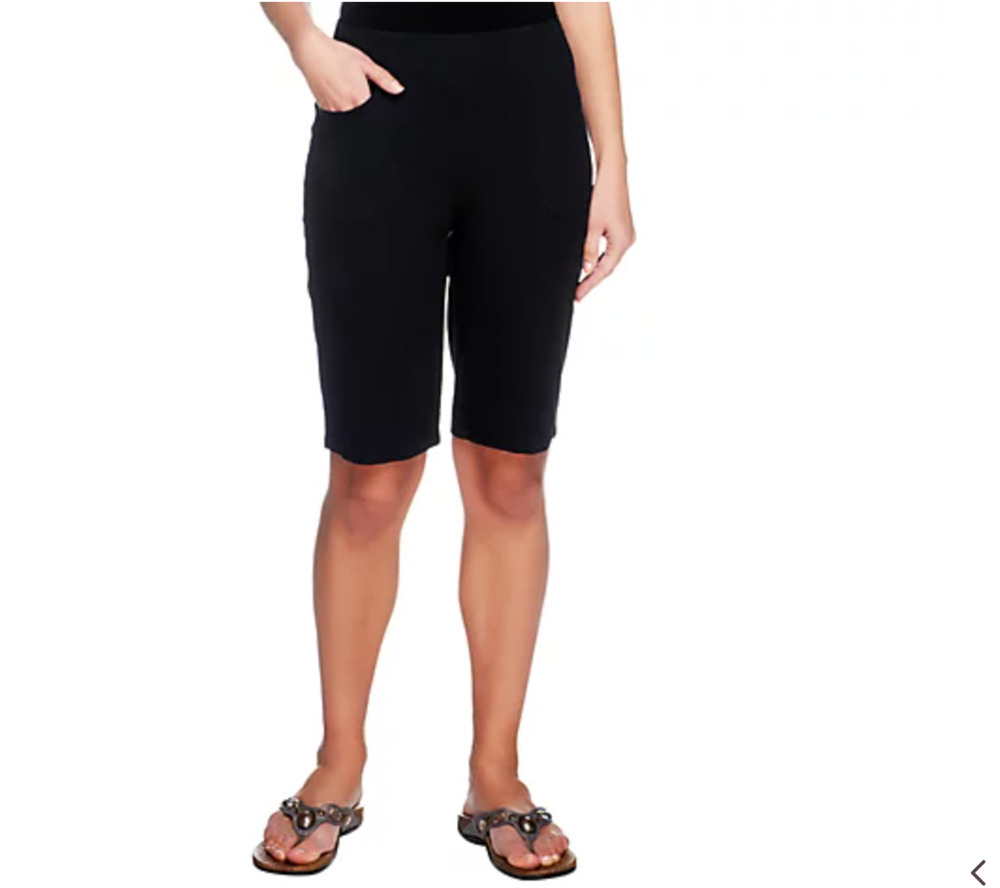 Denim & Co Womens How Timeless Bermuda Shorts Black XXS Cotton Blend NWOT
